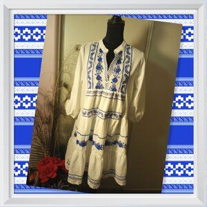 White and Blue Mexican Dress